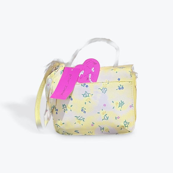 Betsey Johnson CO Staci Yellow Cream Floral crossbody & Satchel BAG w/scarf - Picture 2 of 8